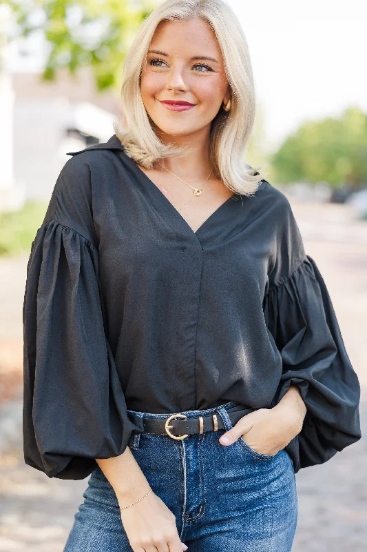 You've Got It All Black Blouse Soft Pastel Blouse