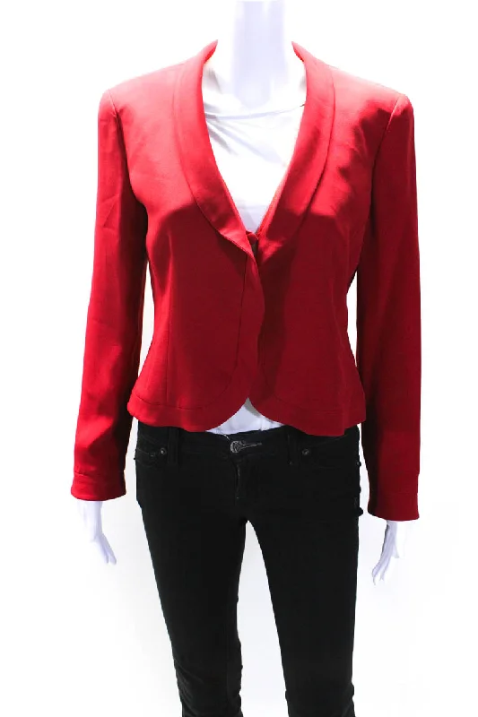 Armani Collezioni Womens Lined Shawl Collar Button Down Jacket Red Spandex Blend Rayon Blend Denim Blend Armani Collezioni Womens Lined Shawl Collar Button Down Jacket Red Spandex Blend Rayon Blend Denim Blend