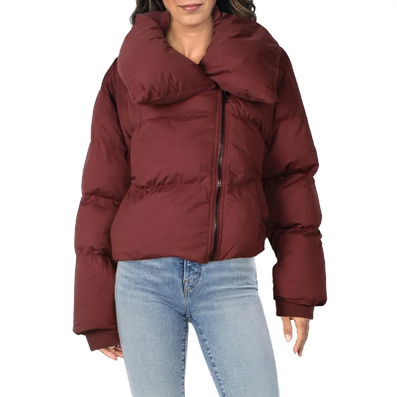 Avec Les Filles Women's Heavyweight Cropped Puffer Jacket Cozy Warm Stylish
