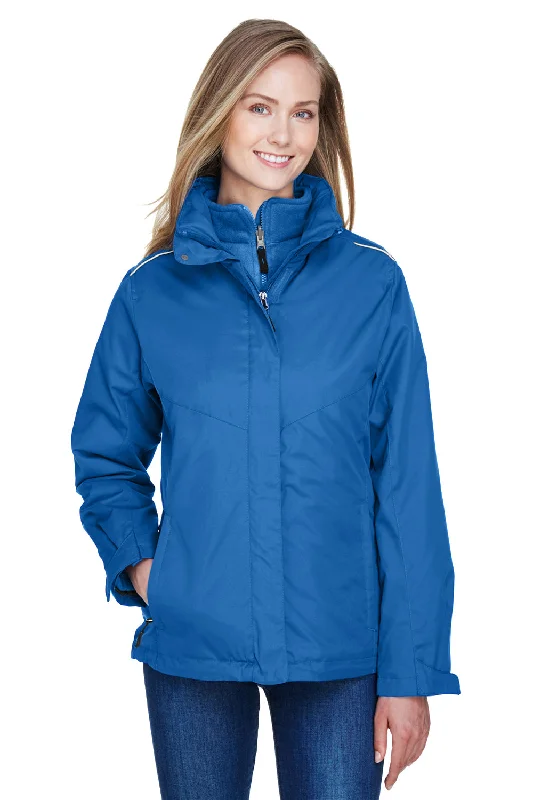Core 365 Womens Region 3-in-1 Water Resistant Full Zip Hooded Jacket - True Royal Blue Ribbed Striped Patterned Core 365 Womens Region 3-in-1 Water Resistant Full Zip Hooded Jacket - True Royal Blue Ribbed Striped Patterned