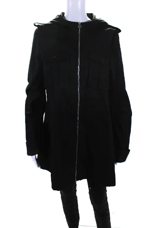 Dion Lee Womens Cotton Cut-Out Zipped Hooded Long Sleeve Jacket Black Cashmere Blend Cotton Blend Poly Blend Dion Lee Womens Cotton Cut-Out Zipped Hooded Long Sleeve Jacket Black Cashmere Blend Cotton Blend Poly Blend