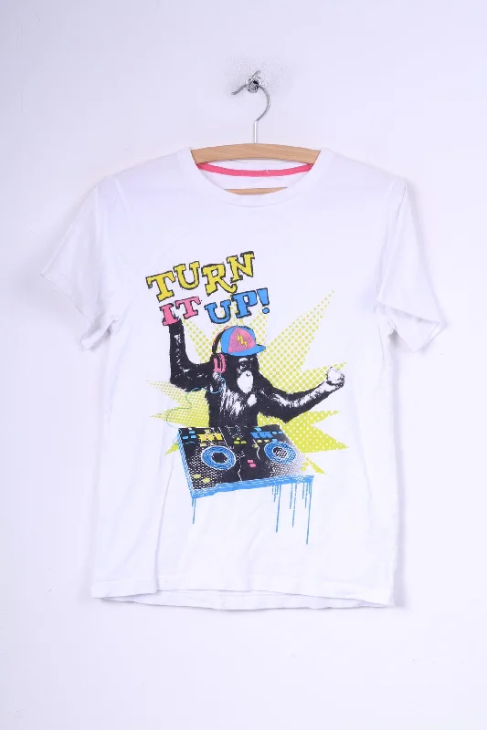 Dunnes Womens XS 31/32 T-Shirt Graphic White To Fit Chest Monkey Turn It Up! Fashionable Trendy Casual Dunnes Womens XS 31/32 T-Shirt Graphic White To Fit Chest Monkey Turn It Up! Fashionable Trendy Casual