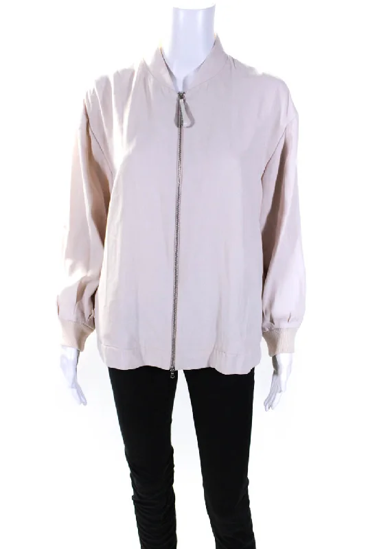 Fabiana Filippi Womens Wool Blend Round Neck Zip Up Jacket Beige Collared Crew Neck Turtle Neck Fabiana Filippi Womens Wool Blend Round Neck Zip Up Jacket Beige Collared Crew Neck Turtle Neck