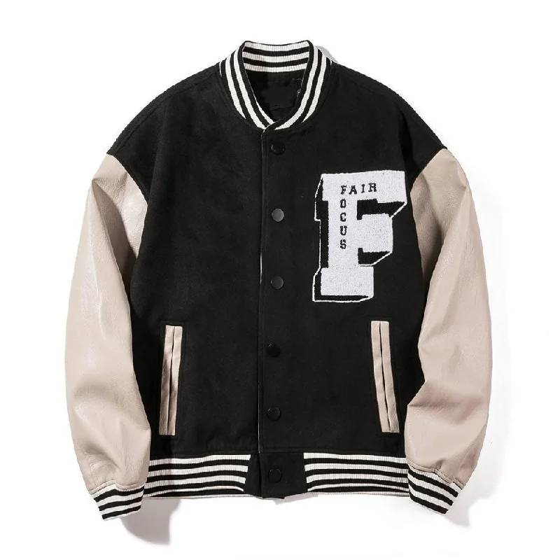 Fair Focus Baseball Jacket UNISEX Chenille Fabric Brocade Fabric Lace Fabric