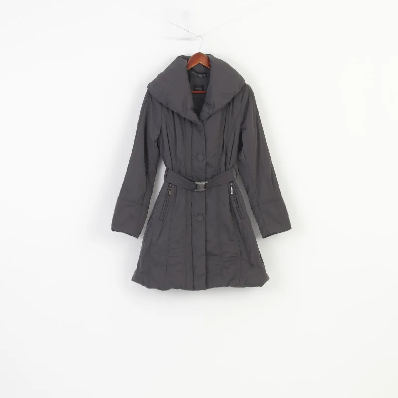 Fuchs Schmitt Woman 12 38 M Jacket Gray Full Zipper Belt Padded Vintage Pockets Coat Cozy Warm Stylish Fuchs Schmitt Woman 12 38 M Jacket Gray Full Zipper Belt Padded Vintage Pockets Coat Cozy Warm Stylish