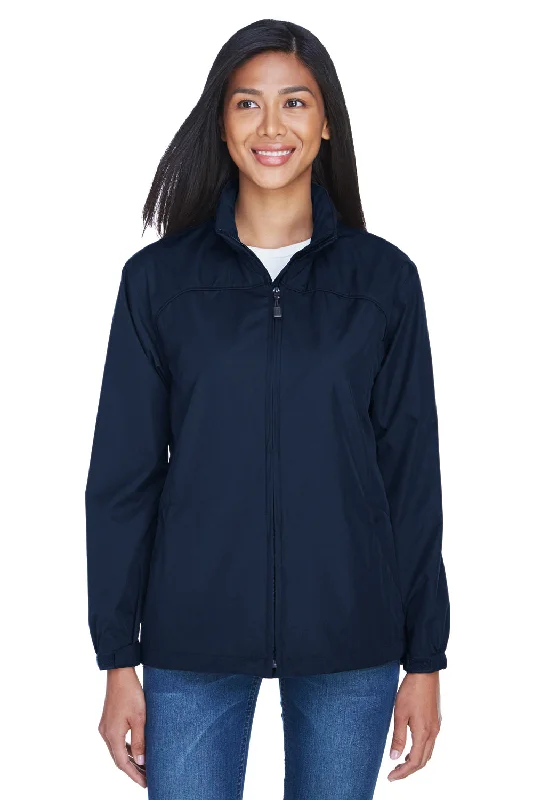 North End Womens Techno Lite Water Resistant Full Zip Hooded Jacket - Midnight Navy Blue Elegant Classic Vintage North End Womens Techno Lite Water Resistant Full Zip Hooded Jacket - Midnight Navy Blue Elegant Classic Vintage
