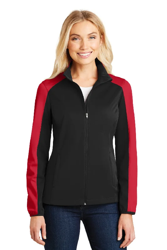 Port Authority Womens Active Wind & Water Resistant Full Zip Jacket - Deep Black/Rich Red - Closeout Mesh Blend Leather Blend Suede Blend Port Authority Womens Active Wind & Water Resistant Full Zip Jacket - Deep Black/Rich Red - Closeout Mesh Blend Leather Blend Suede Blend