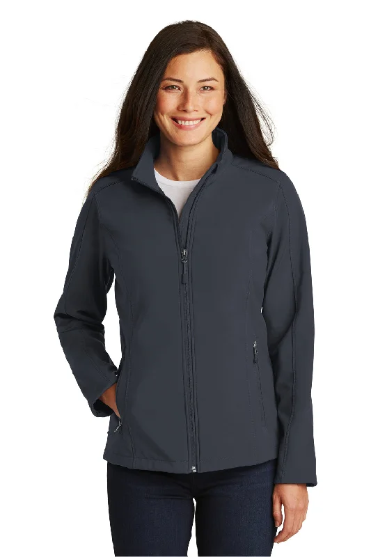 Port Authority Womens Core Wind & Water Resistant Full Zip Jacket - Battleship Grey Fleece Nylon Spandex Port Authority Womens Core Wind & Water Resistant Full Zip Jacket - Battleship Grey Fleece Nylon Spandex