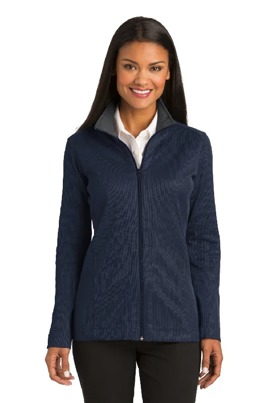 Port Authority Womens Full Zip Jacket - True Navy Blue Beaded Sequined Faux Fur