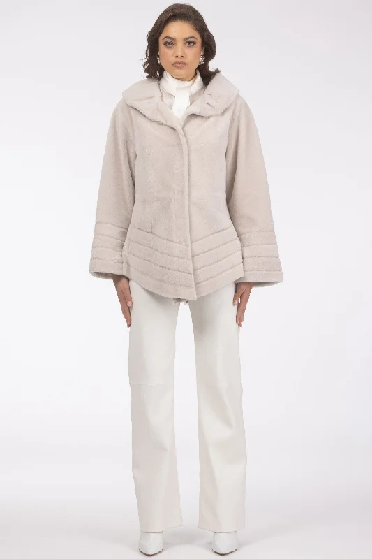 Reversible Textured Shearling Lamb Jacket Machine Wash Dry Clean Hand Wash