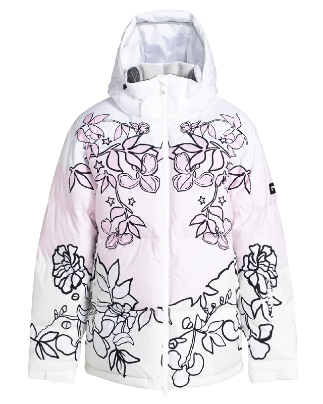 Roxy X Rowley Women's Technical Puffer Snow Jacket - Bright White / Laurel Floral Houndstooth Herringbone Solid Roxy X Rowley Women's Technical Puffer Snow Jacket - Bright White / Laurel Floral Houndstooth Herringbone Solid