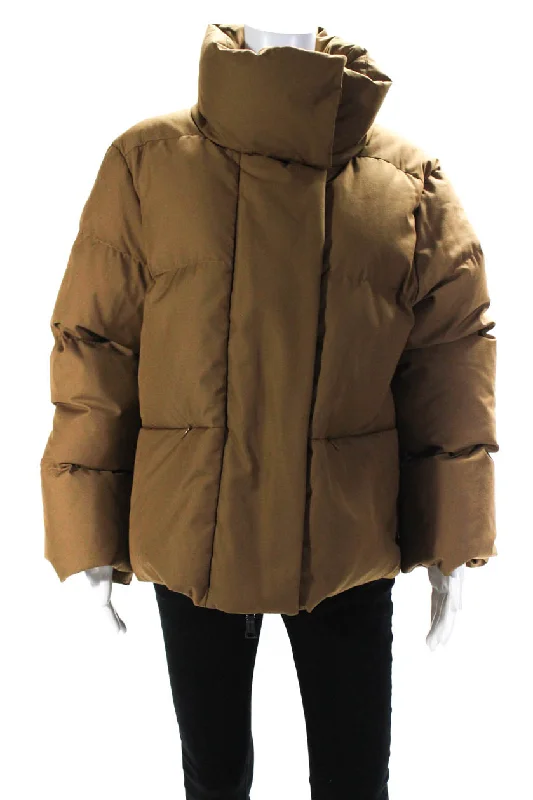 Seventy Womens Long Sleeve Full Zip Collared Cropped Puffer Jacket Brown Iron Safe Non-Iron Wrinkle Free Seventy Womens Long Sleeve Full Zip Collared Cropped Puffer Jacket Brown Iron Safe Non-Iron Wrinkle Free