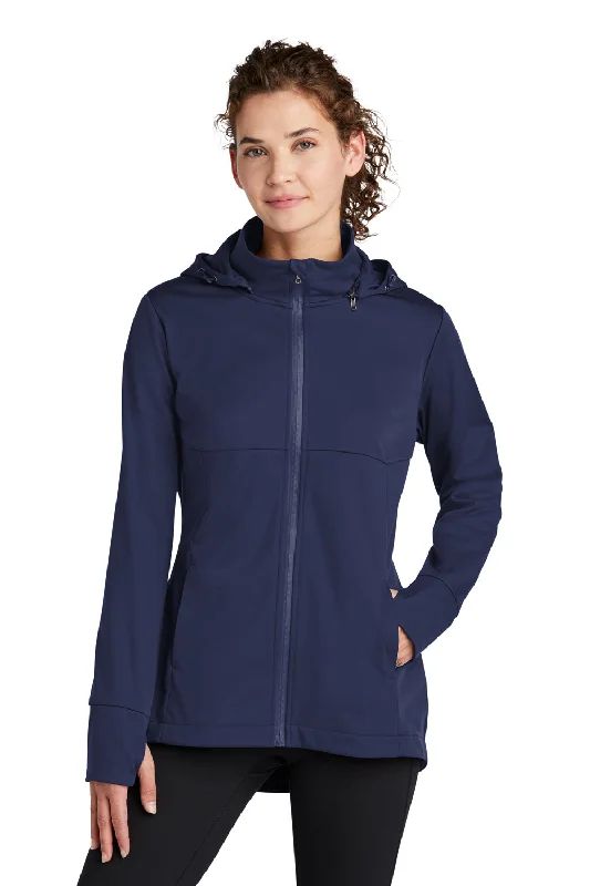 Sport-Tek Womens Wind & Water Resistant Full Zip Soft Shell Hooded Jacket - True Navy Blue Notch Collar Peter Pan Collar Cowl Neck Sport-Tek Womens Wind & Water Resistant Full Zip Soft Shell Hooded Jacket - True Navy Blue Notch Collar Peter Pan Collar Cowl Neck