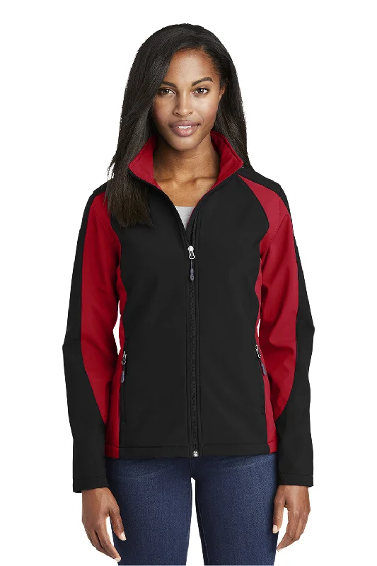 Sport-Tek Womens Water Resistant Full Zip Jacket - Black/True Red Notch Collar Peter Pan Collar Cowl Neck Sport-Tek Womens Water Resistant Full Zip Jacket - Black/True Red Notch Collar Peter Pan Collar Cowl Neck