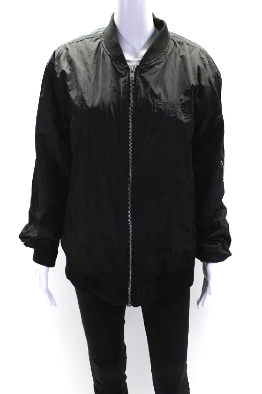 The Met Womens Long Sleeves Full Zipper Bomber Jacket Black Houndstooth Herringbone Solid The Met Womens Long Sleeves Full Zipper Bomber Jacket Black Houndstooth Herringbone Solid