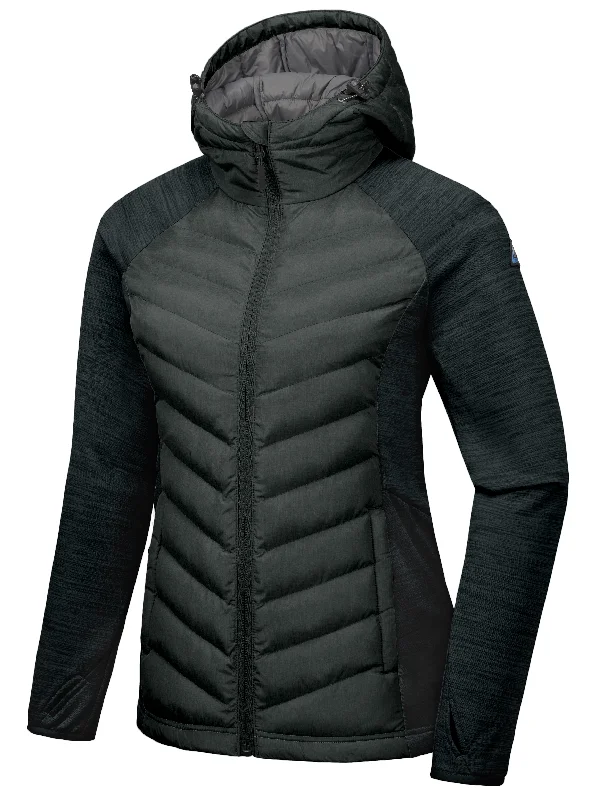 Women's Insulated Hiking Jacket, Thermal Running Hybrid Jacket, Hooded Jacket Mesh Canvas Denim Women's Insulated Hiking Jacket, Thermal Running Hybrid Jacket, Hooded Jacket Mesh Canvas Denim