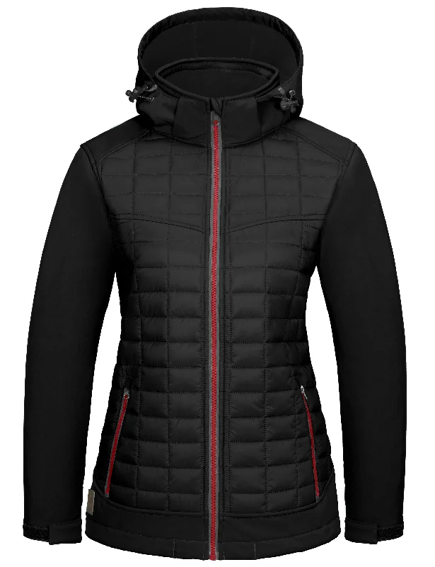 Women's Lightweight Hybrid Jacket for Hiking Ski with Removable Hood Fitted T-Shirt Seamless Stretchy Women's Lightweight Hybrid Jacket for Hiking Ski with Removable Hood Fitted T-Shirt Seamless Stretchy