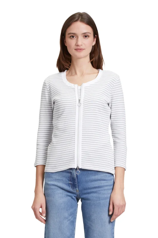 Striped Short T-Shirt Jacket Striped Floral Plaid