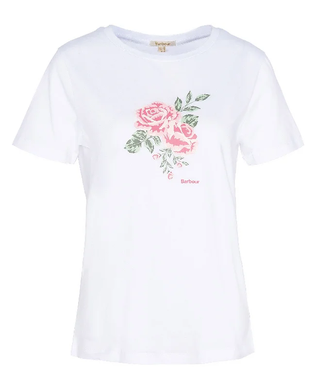 Angelonia Printed T-Shirt - Classic White Silk Blend Satin Velvet