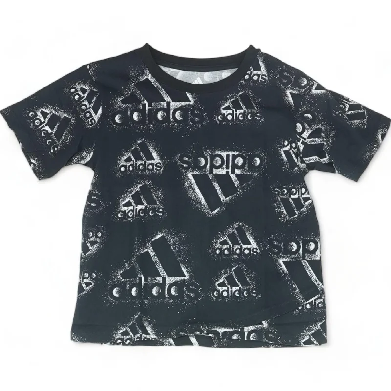 Black Graphic Crewneck T-Shirt Mesh Blend Leather Blend Suede Blend