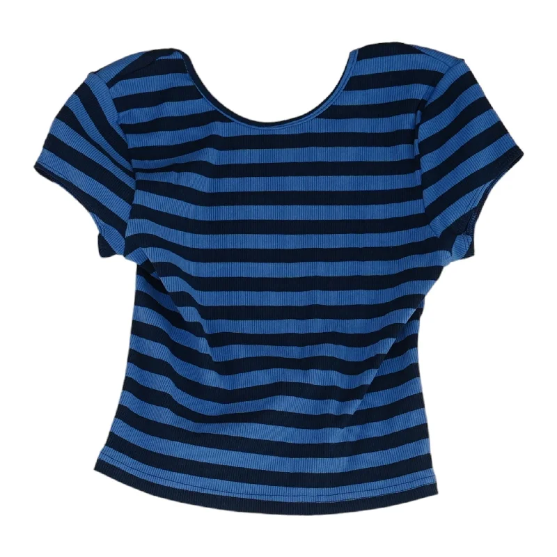 Blue Striped Cropped T-Shirt Houndstooth Herringbone Solid