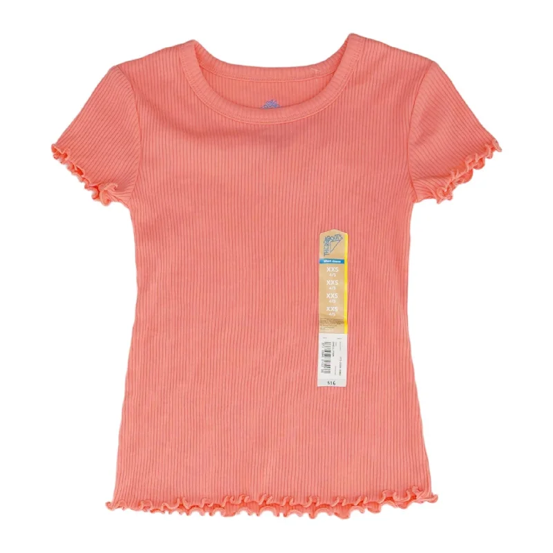 Coral Solid Crewneck T-Shirt Chenille Brocade Lace