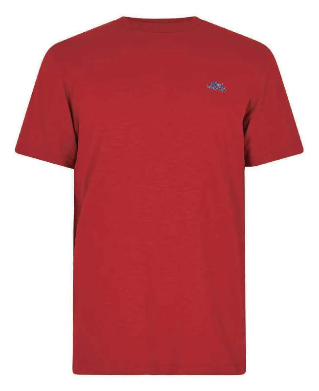 Fished Organic Branded Tee - Barberry Red Marl Terry Blend Velvet Blend Canvas Blend Fished Organic Branded Tee - Barberry Red Marl Terry Blend Velvet Blend Canvas Blend