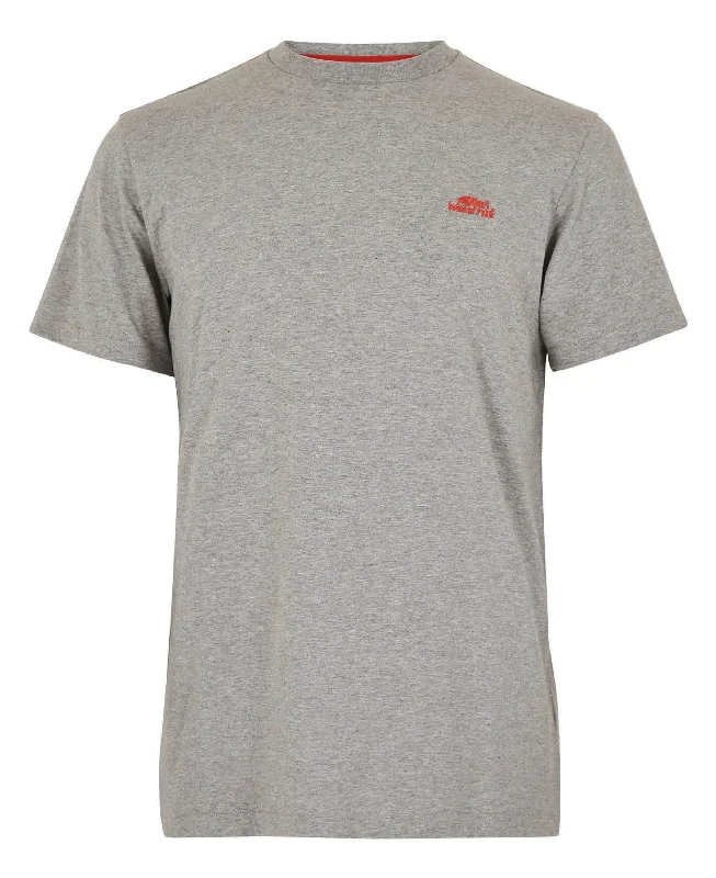 Fished Organic Branded Tee - Grey Marl Striped Floral Plaid