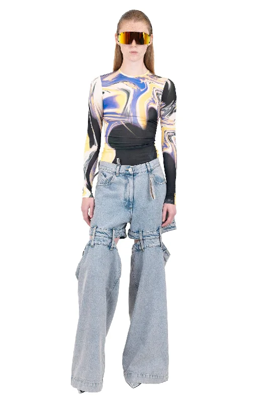 The Attico T-Shirt in Lavander/Sunflower/Ivory Wool Fabric Cashmere Fabric Tweed Fabric