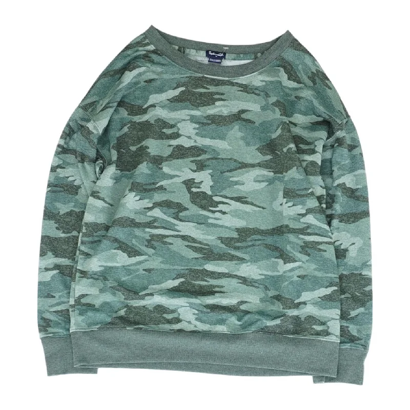 Green Camo T-Shirt Real Fur Shearling Chenille