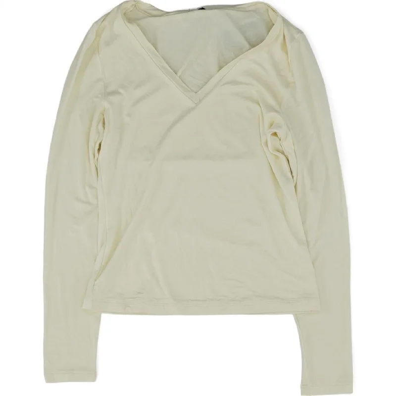 Ivory Solid T-Shirt Collared T-Shirt Boat Neck A-Line