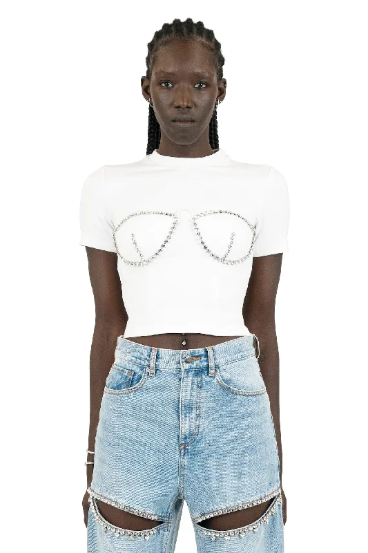 Area Crystal Bustier Cup T-Shirt Sequined Glittery Shiny