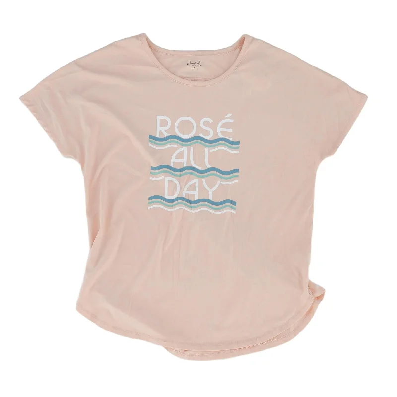 Pink Solid Crewneck T-Shirt Handmade Hand-knitted Hand-woven