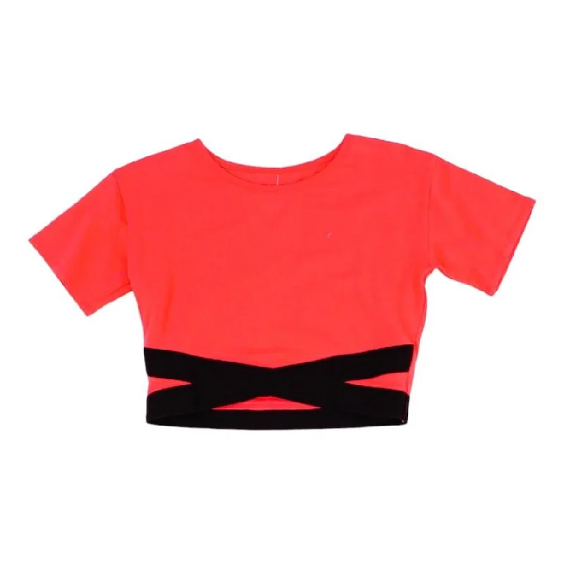 Pink Solid Cropped T-Shirt Silk Blend Satin Velvet