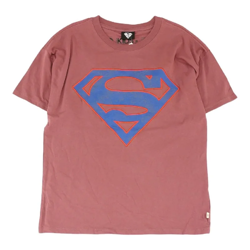 Red Solid Crewneck T-Shirt Lace Blend Ribbed Blend Corduroy Blend