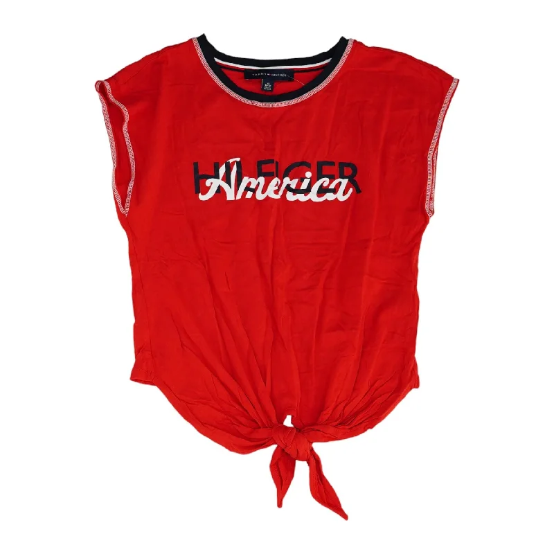 Red Solid Crewneck T-Shirt Anti-Shrink Durable Soft