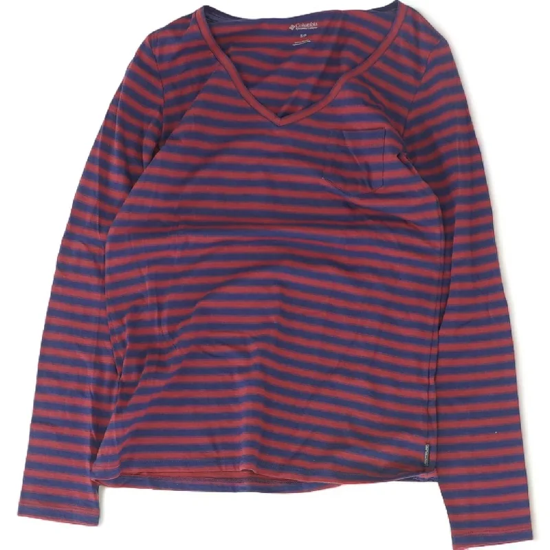 Red Striped V Neck T-Shirt Satin Fabric Silk Fabric Chiffon Fabric