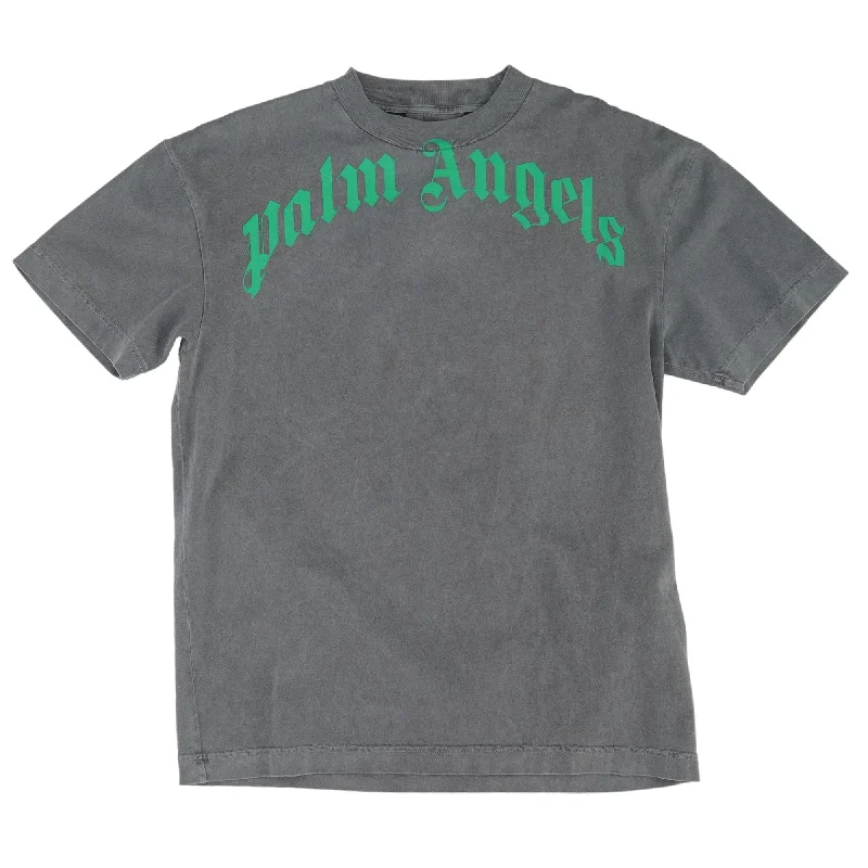 Vintage Wash Charcoal Solid Crewneck T-Shirt Solid Print Embellished
