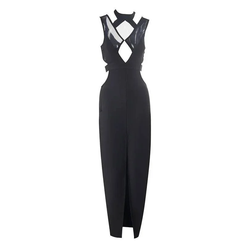 Ada Halter Mesh Insert Maxi Dress Chic Summer Maxi Dress