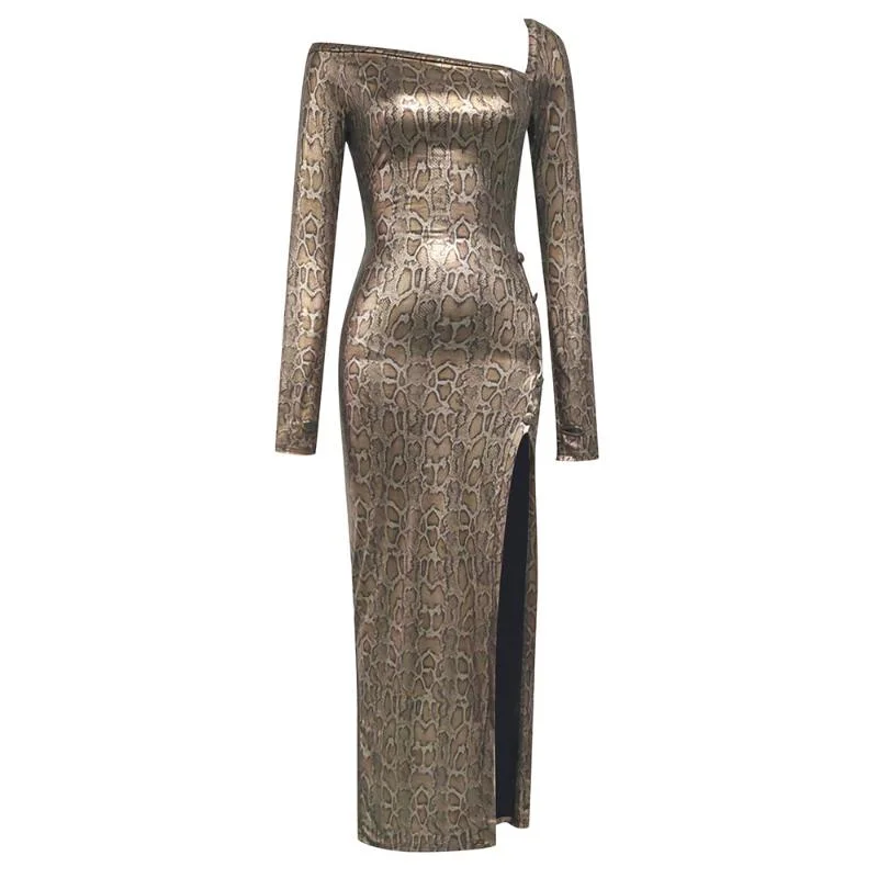 Adabelle Long Sleeve Leopard Print Maxi Dress Trendy Satin Maxi Dress