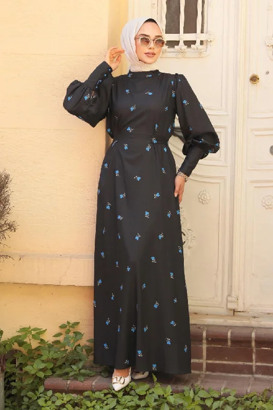 Blue Flower Maxi Dress Classic A-Line Maxi Dress