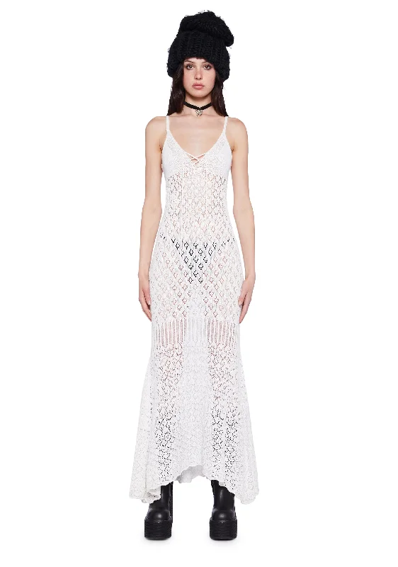 By The Sea Crochet Maxi Dress Cozy Maxi Dress with Slit