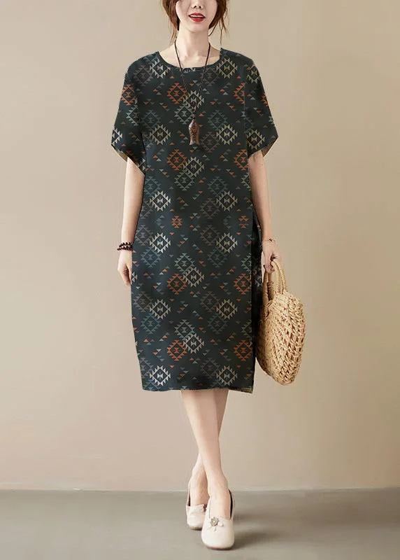 Classy Navy blue Print O-Neck Pockets Summer Maxi Dresses Half Sleeve Elegant Maxi Dress with Ruffles Classy Navy blue Print O-Neck Pockets Summer Maxi Dresses Half Sleeve Elegant Maxi Dress with Ruffles