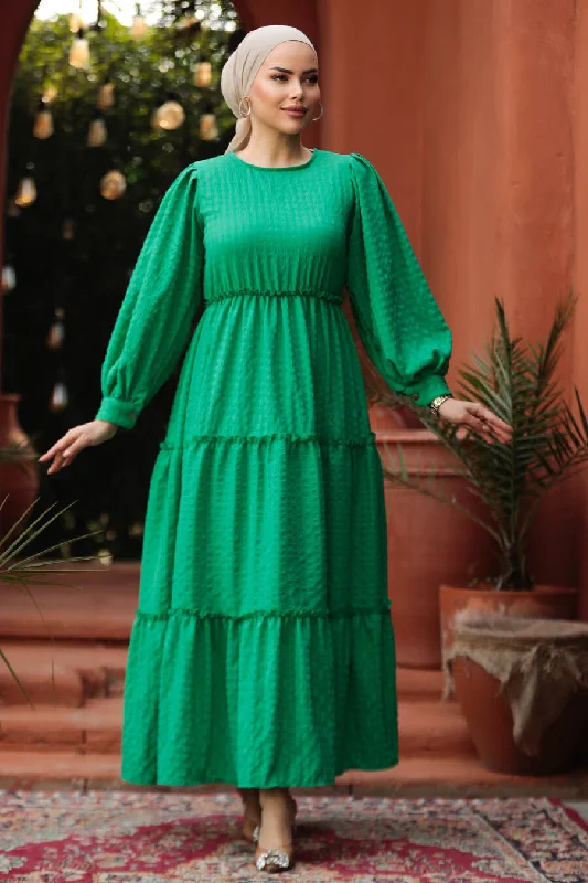 Green Checkered Tiered Maxi Dress Cozy Longline Maxi Dress
