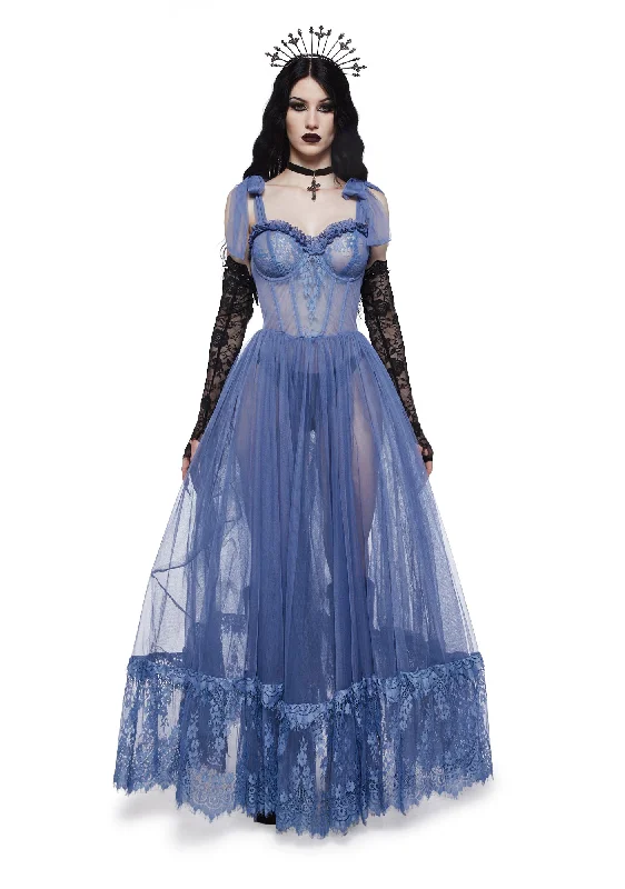 Dance With Death Sleeveless Maxi Dress - Light Blue Comfortable Flowy Maxi Dress