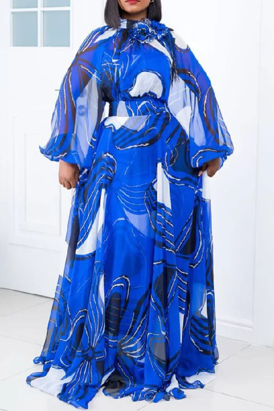 Floral Print Undeniable Swing A-Line Maxi Dress Fashionable Off-Shoulder Maxi Dress