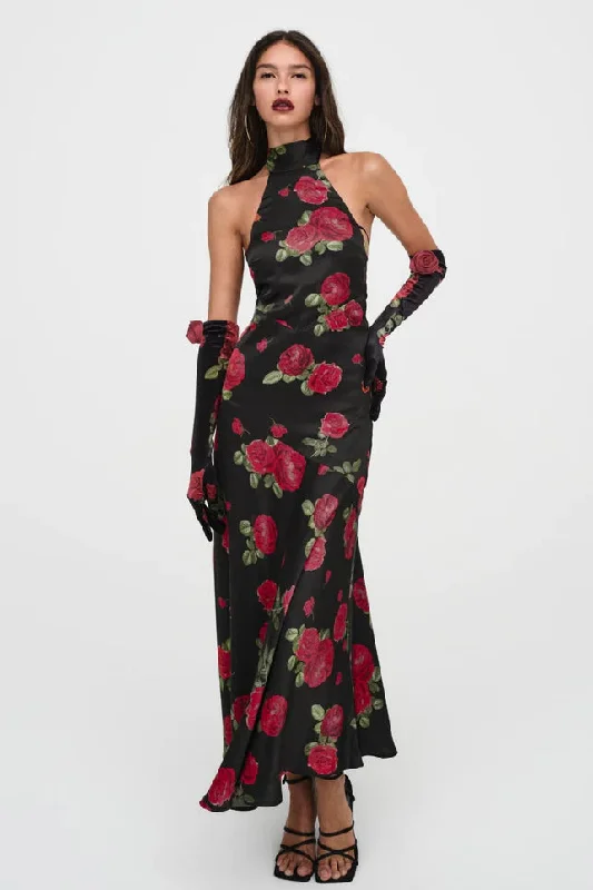 For Love & Lemons Astoria Maxi Dress - Black Multi Comfortable Cotton Maxi Dress