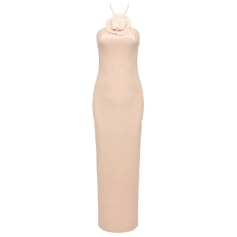 Gayle Halter Neck Floral Embellished Sequins Maxi Dress Comfortable Bohemian Maxi Dress Gayle Halter Neck Floral Embellished Sequins Maxi Dress Comfortable Bohemian Maxi Dress