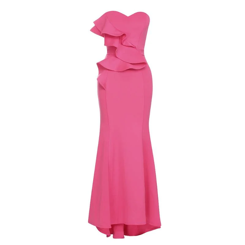 Gertie Strapless Sleeveless Fishtail Maxi Dress Elegant Maxi Dress with Pockets