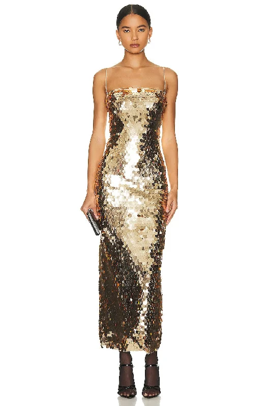 Glittering Tube Top Gold Backless Maxi Dress Chic Button-Up Maxi Dress